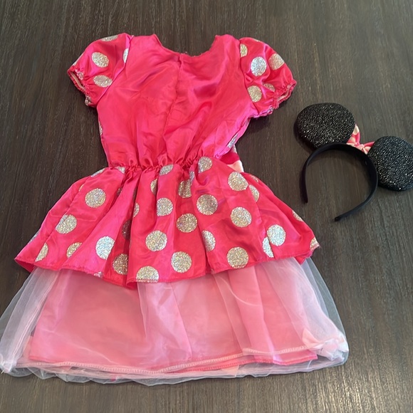 Disney Minnie Mouse Girls Play Costume Dress with Ears. Size 4-6X - Picture 7 of 9